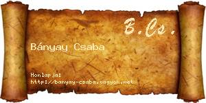 Bányay Csaba névjegykártya